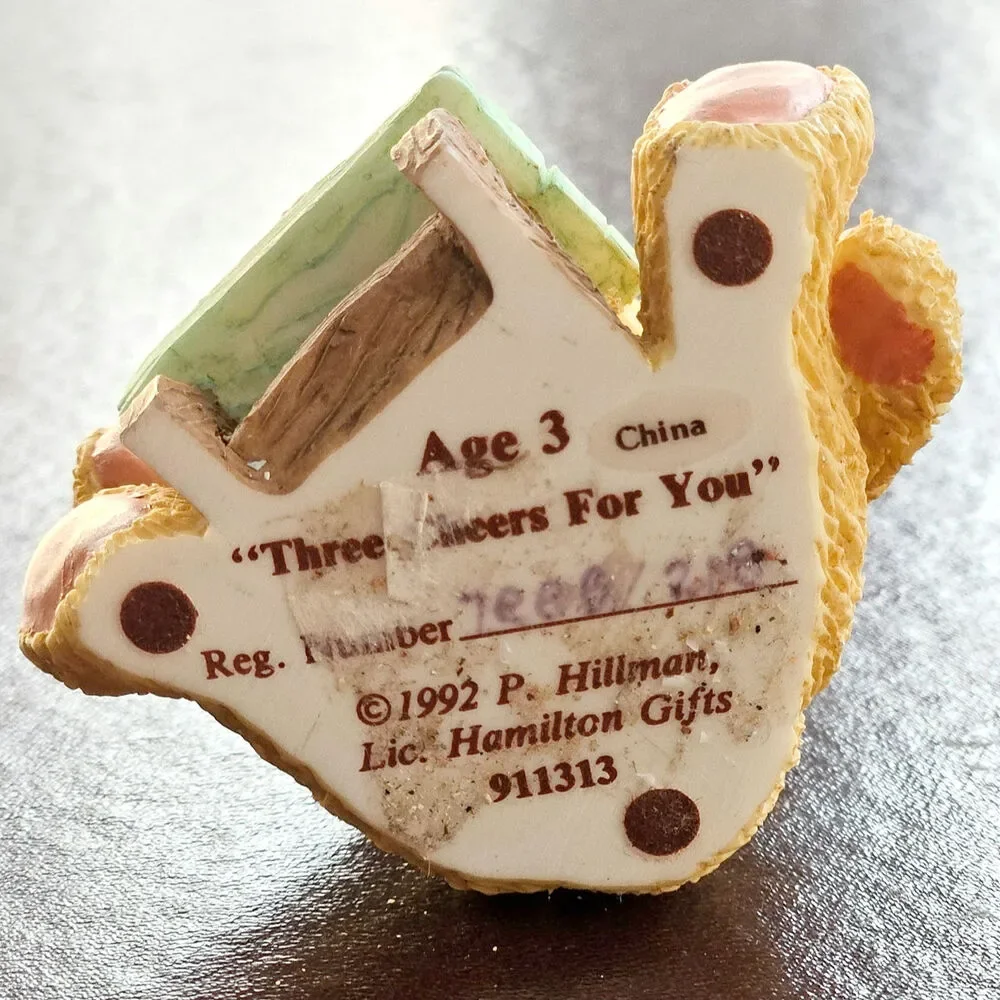 Vintage 1992 Cherished Teddies Age 3 “Three Cheers For You” Enesco Figurine